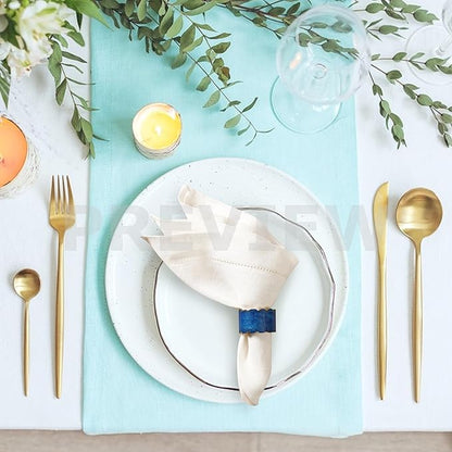ALPHA Living HOME Handmade Epoxy Napkin Rings Set of 12 | Elegant Table Decor for Dining, Weddings & Events | Durable & Stylish Napkin Rings Holders | Art Deco Design (Blue Gold)
