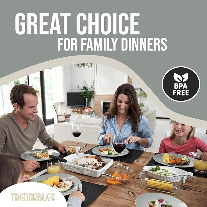 Trendables Disposable Dinnerware Decorative Plates Plastic Disposable Plates Set For 40 Guests 40 x 8 Inch Dessert Plate & 40 x 10 Inch Wedding Party Plate Set Dandelion Bloom