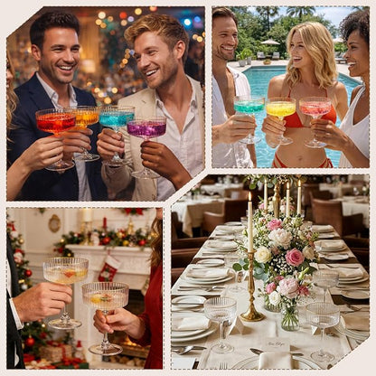 48PCS Plastic Martini Glasses, Unbreakable Reusable Champagne Coupe, Removable - Image 7