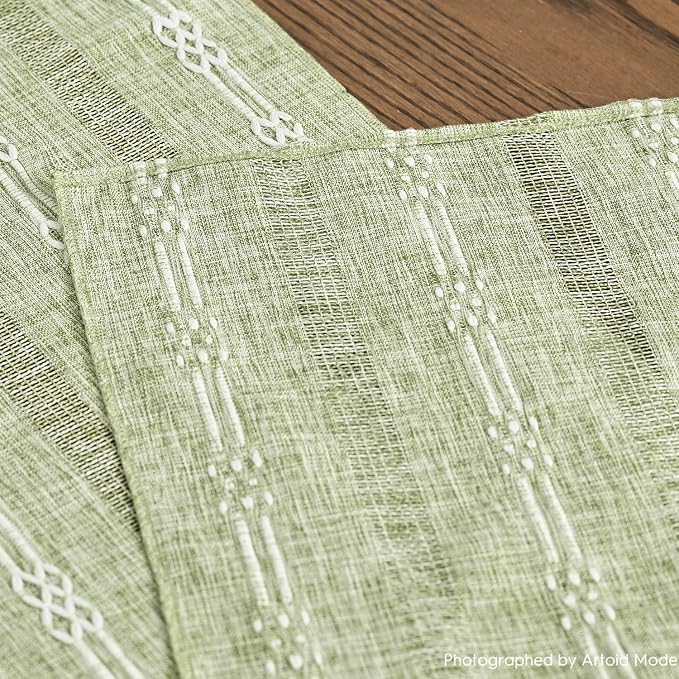 Artoid Mode Sage Green Farmhouse Embroidered Hollow Table Runner, Seasonal - Image 5