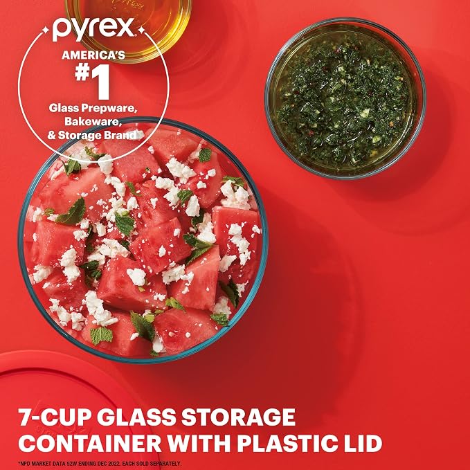 Pyrex Simply Store Glass Food Storage Container, Snug Fit Non-Toxic Plastic - Image 2