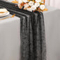 Snowkingdom Black Table Runner, 10FT Sheer Tulle Gauze Metallic Mesh Foil Table by Snowkingdom