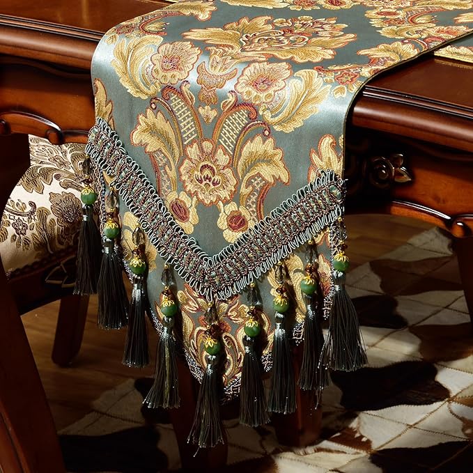 Extra Luxury Velvet Blue Table Runner 120 Inches Long by NYSMXF