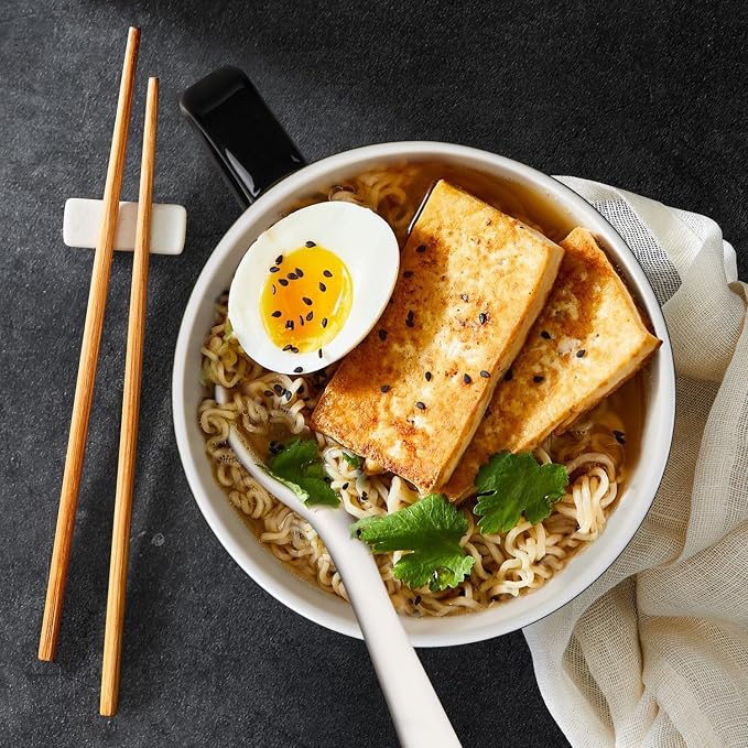 Soup Bowls with Handles & Spoons, 30oz Ceramic Ramen Bowl with Lid, Large Soup - Image 4