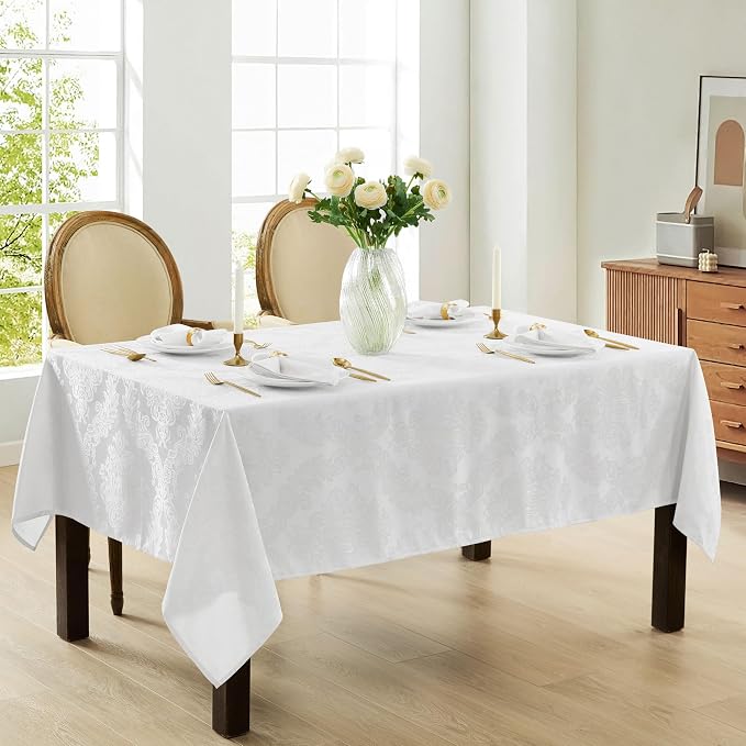 Newbridge Barcelona Luxury Damask Fabric Tablecloth, 100% Polyester, No Iron - Image 7