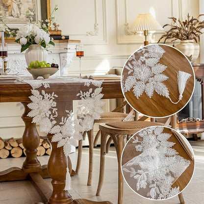 Embroidered Lace Table Runner - Image 2