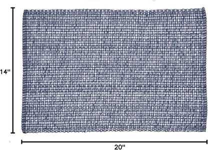 Urban Villa Placemats for Dining Table 100% CottonPlacemats 14''x20'' Over Sized Tablemats Set of 6Placemats Blue/White Two Tone Tablemats for Family Dinners Wedding Parties Everyday Use Placemats