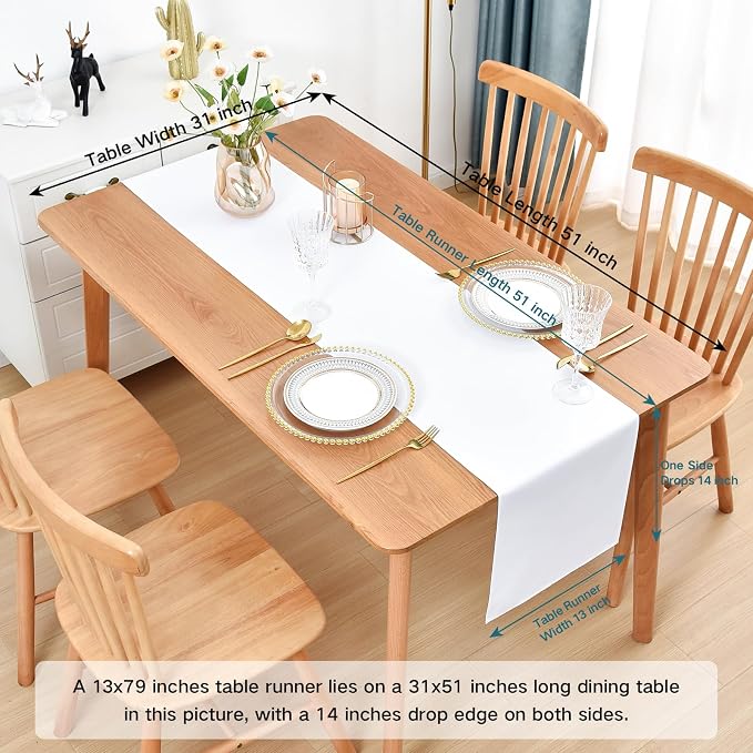 Faux Linen Table Runner Water Resistant 13 x 60 in, Coffee Table Runner - Image 2