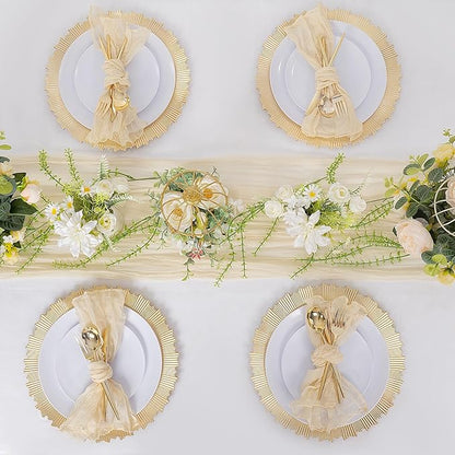 LIYH 24 Pcs Gold Charger Plates 13" - Chargers for Dinner Plates, Irregular Design, Heavy-Duty Plate Gold Charger Bulk, Suitable for Wedding & Party- Stackable