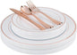 Exquisite 200 Piece Heavyweight Party Disposable Plastic Plates and Cutlery Set by Exquisite