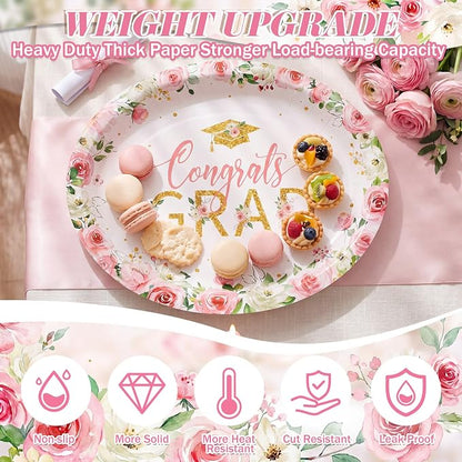 350 Pcs Class of 2026 Floral Graduation Party Decorations 12 inch Disposable - Image 3