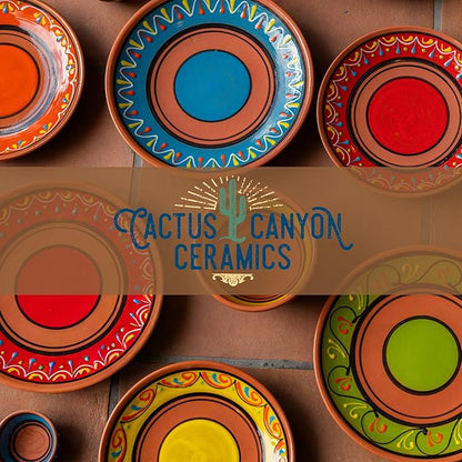 Cactus Canyon Ceramics Salsa Bowls - Spanish Terracotta Multicolor Decor - Small Serving Bowl (European Size), Festive Dinnerware 5 Piece Set - Dishwasher & Microwave Safe