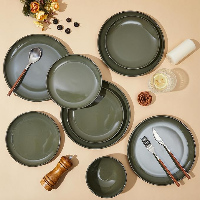 Santorini Mist Terracotta Reactive Glaze Plates and Bowls Sets, Stoneware - Image 3