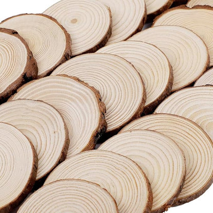 KINJOEK 100 PCS Natural Wood Slices 3.5-4 Inch - Image 3