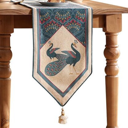 bilingaier Vintage Blue Peacock Small Table Runner by bilingaier