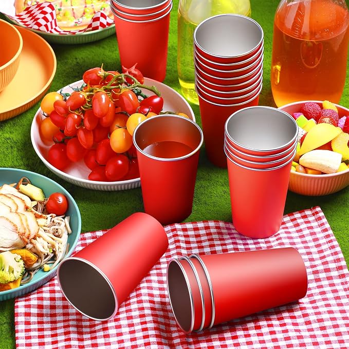 Mimorou 20 Pack 16 oz Stainless Steel Pint Cups Metal Cups Unbreakable Drinking - Image 5