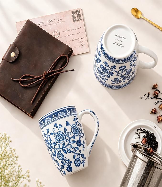AmorArc Tea Cup With Infuser and Lid, 18oz Loose Leaf Tea Mug With Steeper | - Image 4