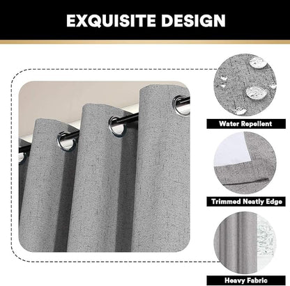 PrinceDeco Blackout Curtains for Living Room 100 Percent Blackout Curtains for Sliding Glass Doors Patio Curtains for Sliding Door Anti Rust Grommet Room Divider Curtains,W100 X L108 Inch,Light Grey