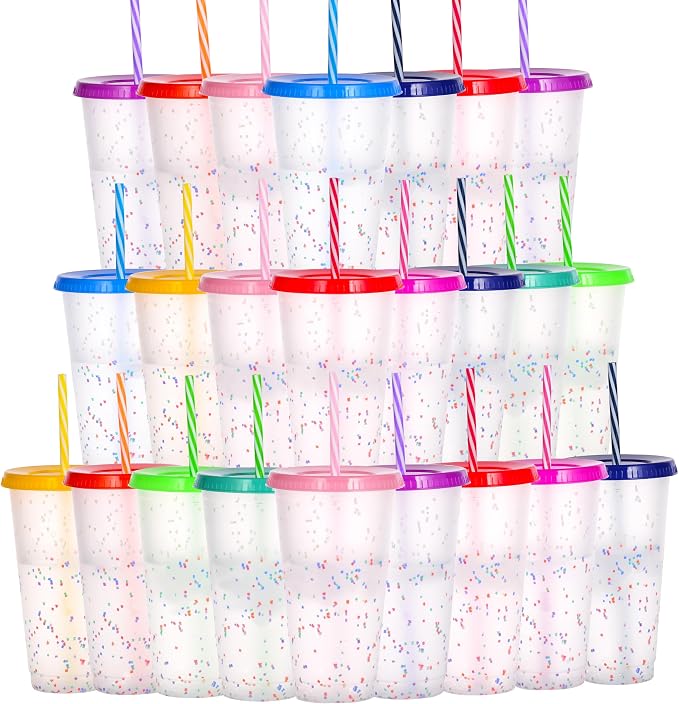 Color Changing Cups, 24 Pack 24oz Plastic Tumblers, Reusable Iced Coffee & by Alohastarttg