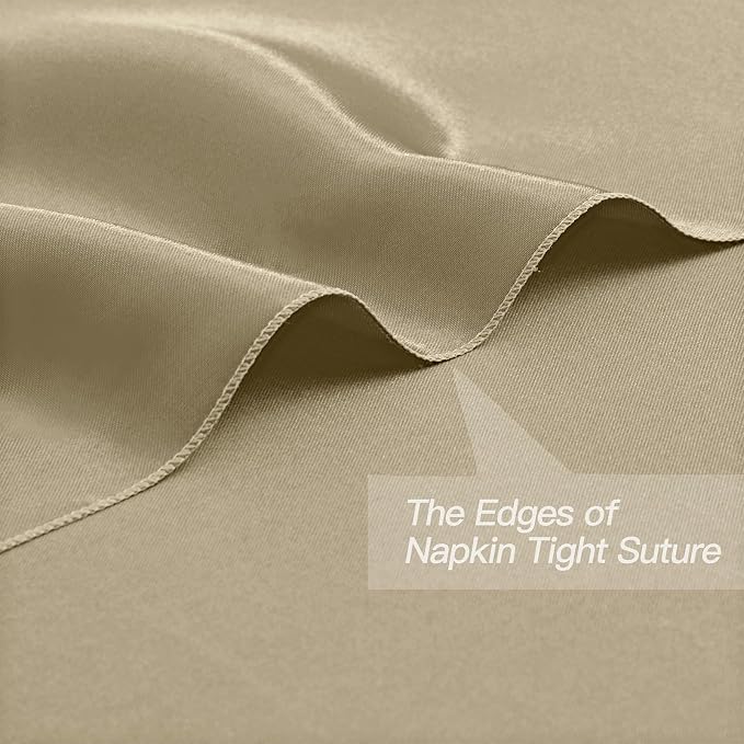 P Pothuiny 50 Pcs Beige Satin Napkins 17 x 17 Inch, Satin Cloth Napkins | - Image 3
