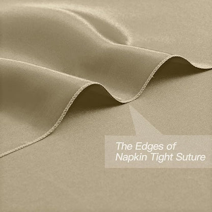 P Pothuiny 50 Pcs Beige Satin Napkins 17 x 17 Inch, Satin Cloth Napkins | - Image 3