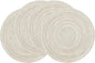 SHACOS Round Braided Placemats Set of 4 Washable Table Placemats Cotton Polyester Place Mats 15 inch Circle Table Mats for Holiday Party (Ivory, 4)