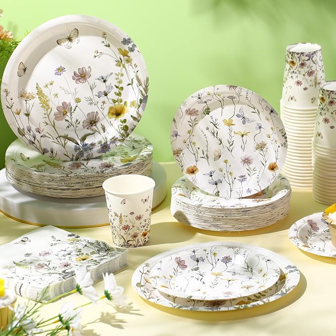 250 Pcs Wildflower Party Decorations Include Spring Summer Floral Paper Plates - Image 4