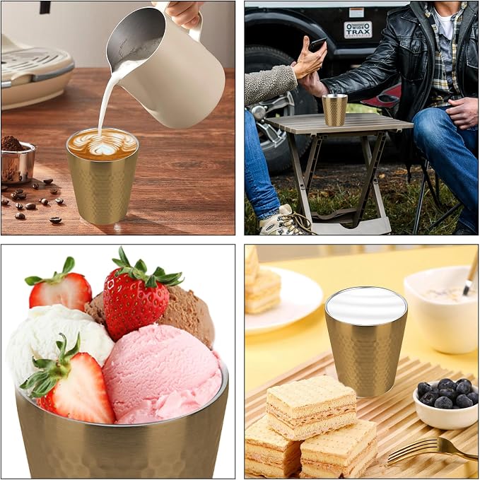 Adorila 10oz Stainless Steel Cups 4 Pack, Anti-Jam Ridge Design - Image 7