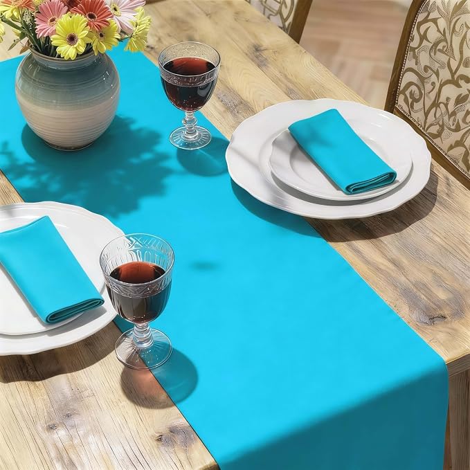 MEANMOY Teal Table Runner 36 Inches Long Waterproof Table Runners | Washable - Image 6