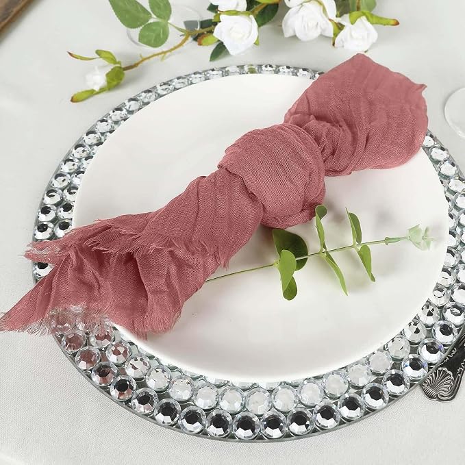 Efavormart 5 Pack 24"x19" Mauve Matte Gauze Cheesecloth Napkins, Vintage Cotton - Image 2
