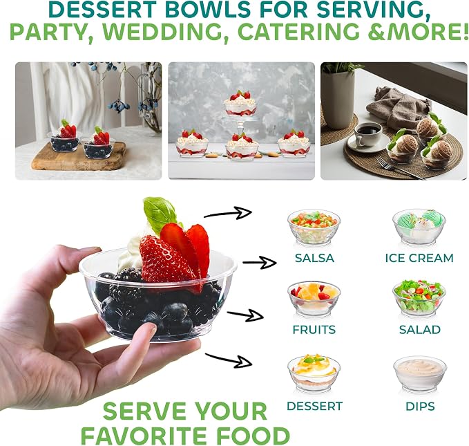 6 Oz Clear Mini Plastic Dessert Bowls Disposable Serving Bowls | Premium Hard - Image 4