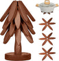 Wooden Trivets for Hot Dishes,Natural Tree Trivet Set,Foldable Wooden Trivet,Black Walnut Wooden Tree Coaster Set for Hot Dish/Pot/Bowl/teapot/hot Pot Set(4 Piece-Walnut)
