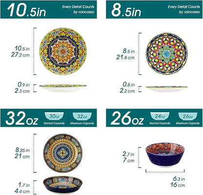 vancasso 16 Pieces Plates and Bowls Set, Bohemian Style Dinnerware Sets Service - Image 2