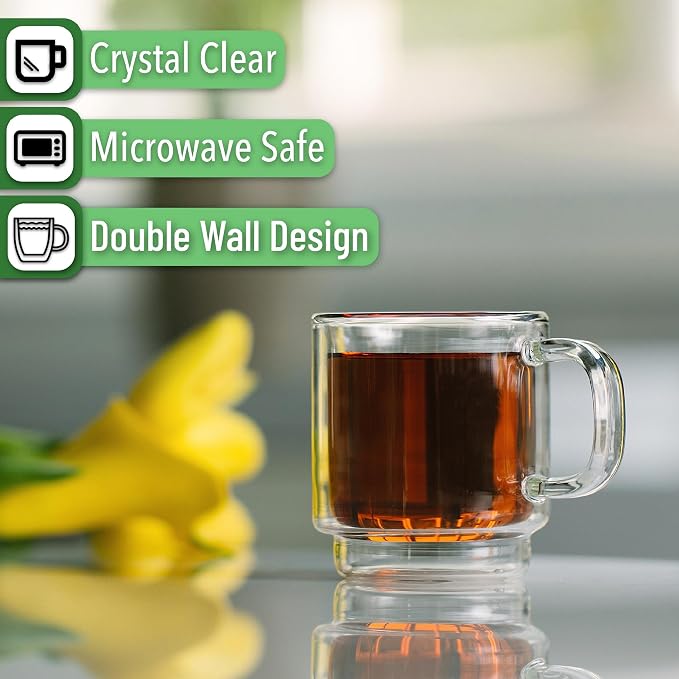 BTaT- Double Walled Stackable Espresso Cups, 2 oz, Double Wall Insulated - Image 4