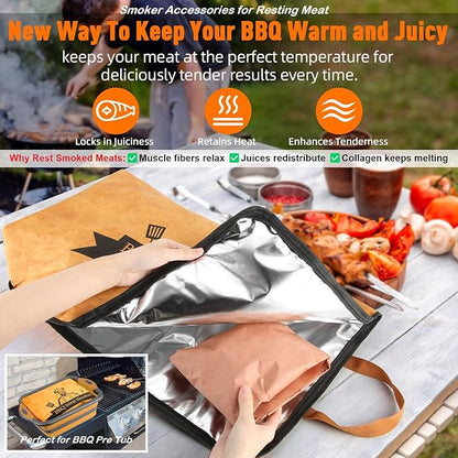 Valentines Day Gifts 21in BBQ Blanket for Resting Meat-Air Fryer/Dough/Kitchen/Smoker Accessories Party Picnic Camping-Insulated Bag for Brisket/Pork Shoulder/Turkey-Anniversary Birthday Gift for Men