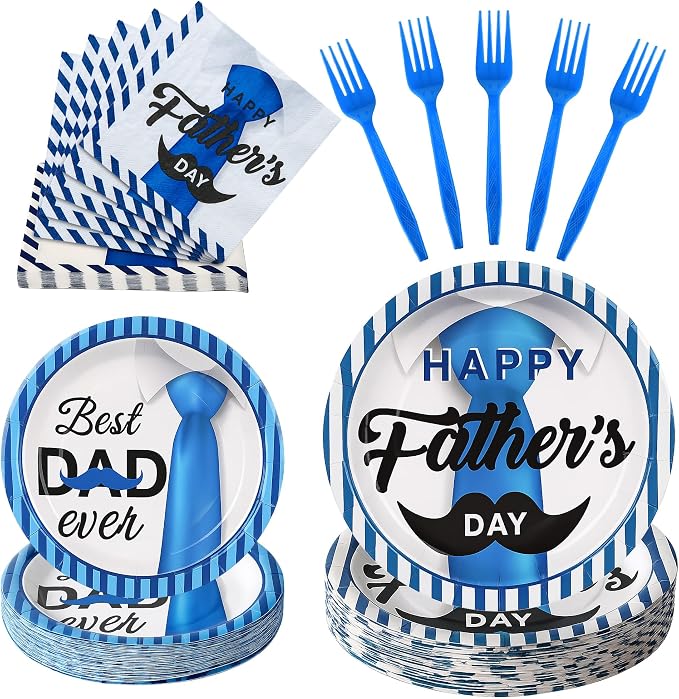 100 Pcs Disposable Father's Day Party Tableware Set by Unknown