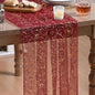 Artoid Mode Burgundy Gold Gauze Table Runner 120 Inch 10FT, Glitter Metallic Foil Sheer Dining Wedding Anniversary Holiday Birthday Table Decor for Home Party
