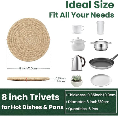 8 Inch Trivets for Hot Dishes, Hot Pots and Pans, Large Coaster for Kitchen - Image 2