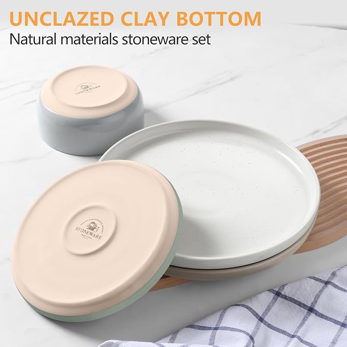 LIANYU 12 Piece Ceramic Dinnerware Set, Stoneware Dinner Dish Set - Image 2