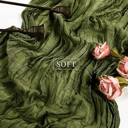 12 Pieces 10FT Olive Green Cheesecloth Table Runner Boho Gauze Fabric Runner - Image 4