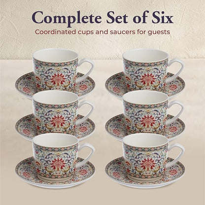 Zagara Home Arjin Porcelain Coffee Cup Set of 6, Espresso Cups and Saucers Set - Image 3