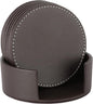 Leather Coasters for Drinks(6 Pack), Handmade Durable Drink Coasters Set with Holder for Tabletop Protection, Luxurious Home Décor and Housewarming Gift (Brown)
