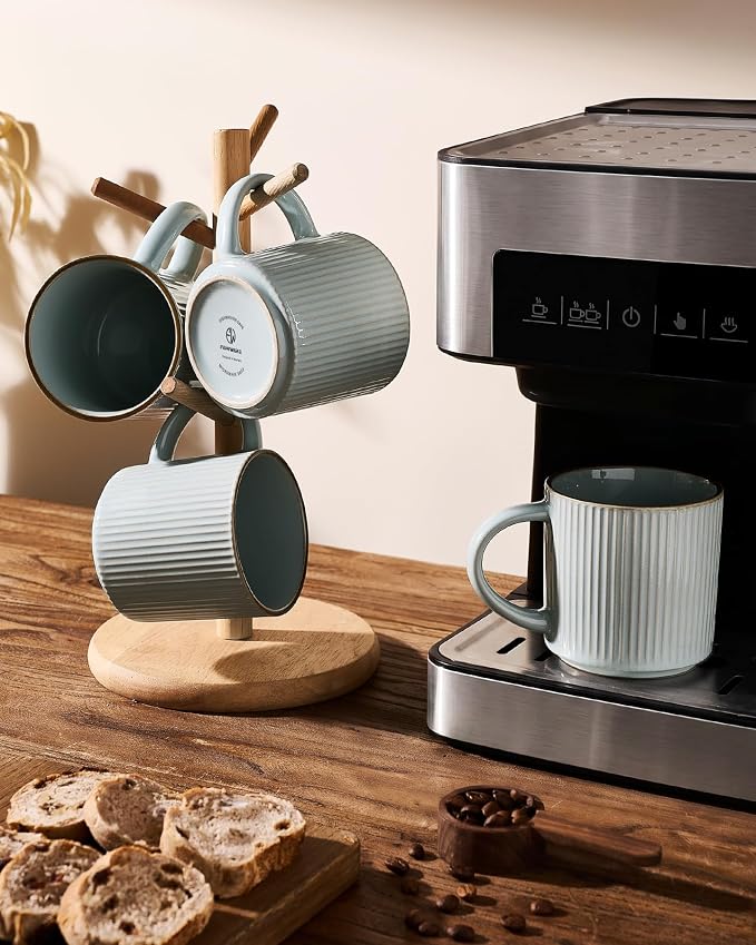 famiware Star Coffee Mug Set for 6, Handcrafted 12 oz Ceramic Stoneware Mugs - Image 7