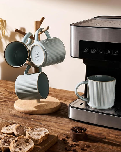 famiware Star Coffee Mug Set for 6, Handcrafted 12 oz Ceramic Stoneware Mugs - Image 7