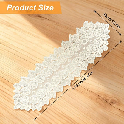 Beige Oval Lace Table Runner Doilies, Cotton Handmade Crochet Placemats - Image 2