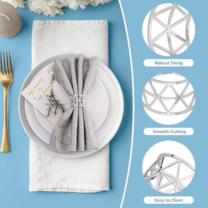 12 PCS Silver Napkin Rings Set Napkin Holders Metal Napkin Ring - Image 6