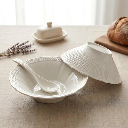 9 Inch Porcelain Pasta Bowls Set of 4, Deep Dishes - Image 5