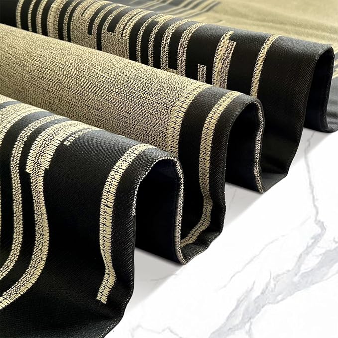 Luxury Black and Gold Table Runner 72 Inches Long, Modern Abstract Striped | - Image 3