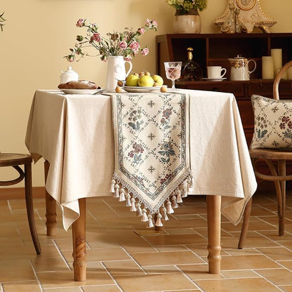 Patdrea Designer French Elegant Linen Table Runner, Floral Pattern - Image 7