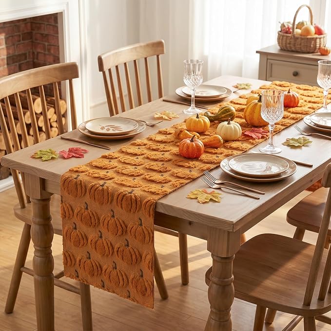 Artoid Mode Caramel Soft Faux Fur Fall Table Runner 13x90 Inch | Seasonal - Image 4